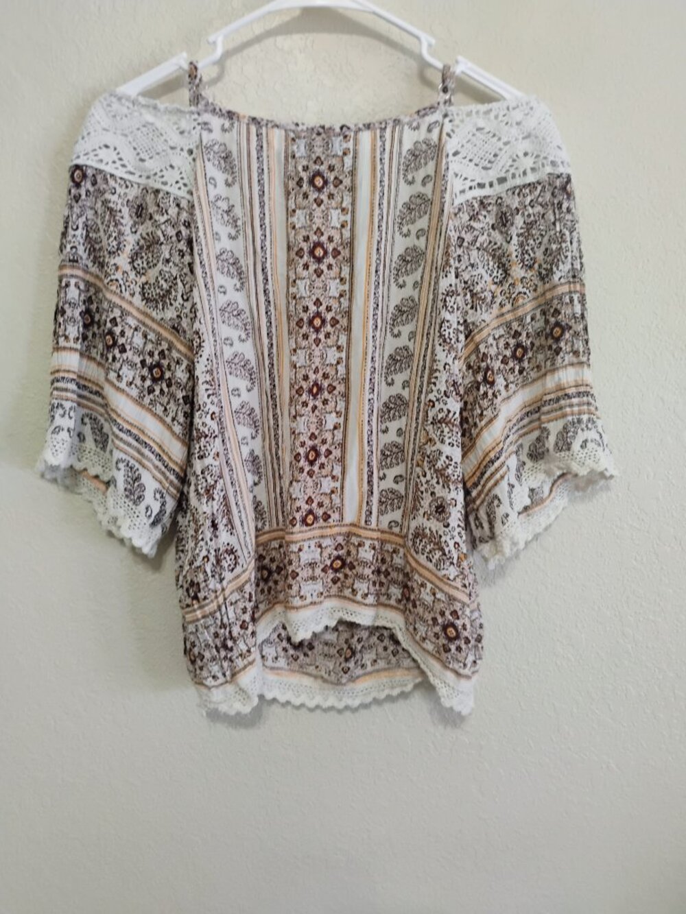 Angie Boho Peasant Top Small Lace Tassel Floral Festival Blouse - Picture 5 of 5